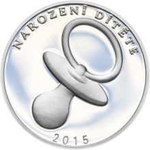 Stříbrný medailon k narození dítěte 2015 - 28 mm