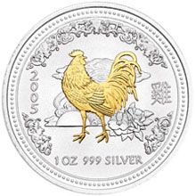 Náhled - 2005 Rooster 1 Oz  gilded coin