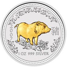 Náhled - 2007 Pig 1 Oz Australian gilded coin