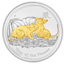 Náhled - 2008 Rat 1 Oz Australian gilded coin Lunar serie II