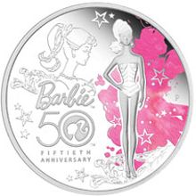 Náhled - Barbie 50th Anniversary 1 Oz  Ag Proof Tuvalu 2009