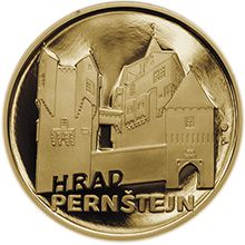 Náhled - Zlatá čtvrtuncová medaile Hrad Pernštějn