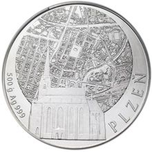 Náhled - Stříbrná investiční medaile Statutární město Plzeň  - 500 g