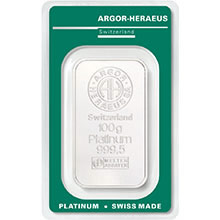 Náhled - Argor Heraeus SA 100 g - 100 gram Pt - Investiční platinový slitek