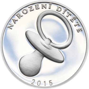 Náhled Averzní strany - Stříbrný medailon k narození dítěte 2015 - 28 mm