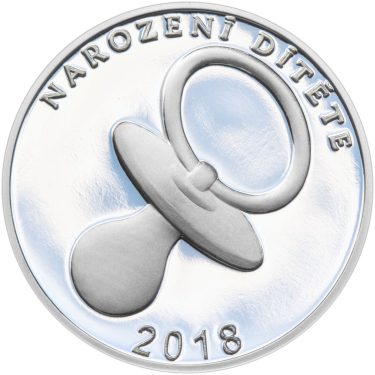 Náhled Averzní strany - Stříbrný medailon k narození dítěte 2018 - 28 mm