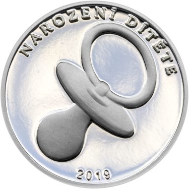 Náhled Reverzní strany - Stříbrný medailon k narození dítěte 2020 - 28 mm