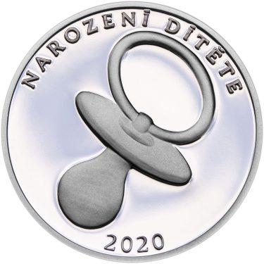 Náhled Averzní strany - Stříbrný medailon k narození dítěte 2020 - 28 mm