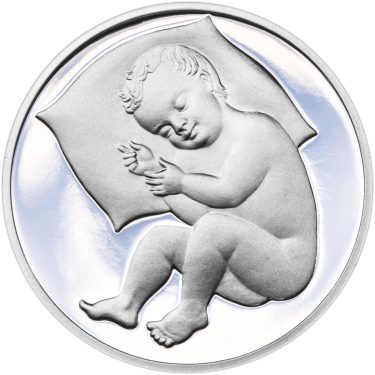 Náhled Reverzní strany - Strieborný medailon k narodeniu dieťaťa 2020 - 28 mm