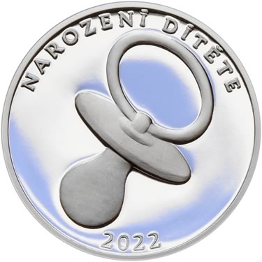 Náhled Averzní strany - Stříbrný medailon k narození dítěte 2022 - 28 mm
