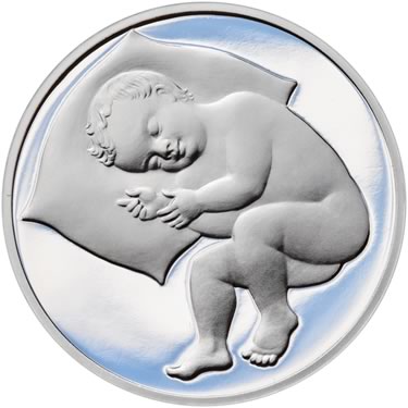 Náhled Reverzní strany - Stříbrný medailon k narození dítěte 2022 - 28 mm