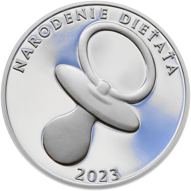 Náhled Averzní strany - Strieborný medailon k narodeniu dieťaťa 2023 - 28 mm