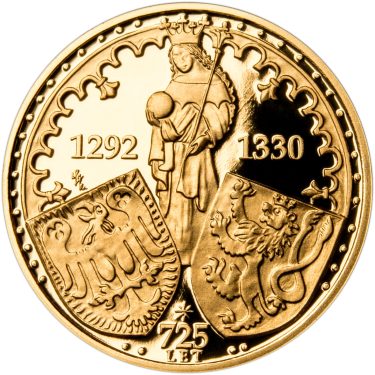 Náhled Reverzní strany - Sada zlatého dukátu a stříbrného odražku Eliška Přemyslovna - 725. výročí narození - proof