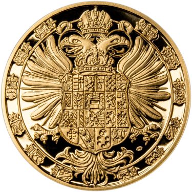 Náhled Reverzní strany - Sada zlatého dukátu a stříbrného odražku Marie Terezie - 300. výročí narození - proof