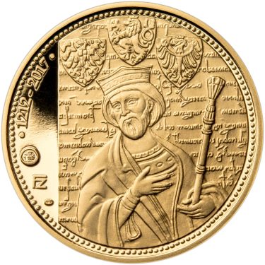 Náhled Reverzní strany - Sada zlatého dukátu a stříbrného odražku Zlatá bula sicilská - 805. výročí - proof