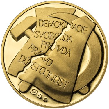 Náhled Reverzní strany - Memento 25. února 1948 - komunistický puč v Československu - 1 Oz zlato Proof