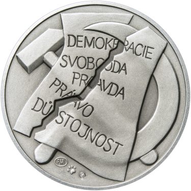 Náhled Reverzní strany - Memento 25. února 1948 - komunistický puč v Československu  - 1 Oz stříbro patina