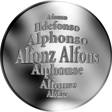 Náhled Averzní strany - Slovenská jména - Alfonz - velká stříbrná medaile 1 Oz