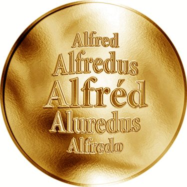 Náhled Averzní strany - Slovenská jména - Alfréd - velká zlatá medaile 1 Oz