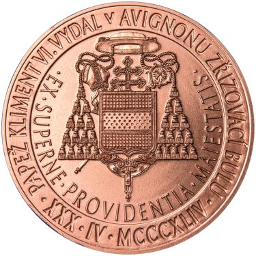 Náhled Reverzní strany - Povýšení pražského biskupství na arcibiskupství - 670 let - 1 Oz Měď b.k.