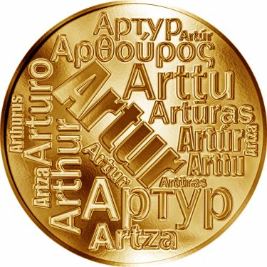 Náhled Averzní strany - Česká jména - Artur - velká zlatá medaile 1 Oz