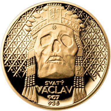 Náhled Averzní strany - Sada zlatého dukátu a stříbrného odražku Relikvie svatého Václava - I. - proof