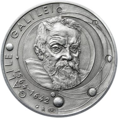 Náhled Averzní strany - Galileo Galilei - 450. výročí narození stříbro patina