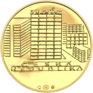 Náhled Reverzní strany - Nevydané mince Jiřího Harcuby - Tomáš Baťa mladší 34mm zlato Proof