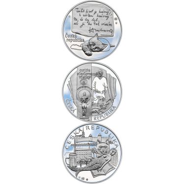 Náhled Reverzní strany - BOHUMIL HRABAL – návrhy mince 200 Kč - sada 3x stříbro 1 Oz Proof