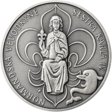 Náhled Reverzní strany - Jitka Lucemburská - 700. výročí narození stříbro patina