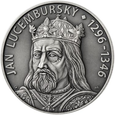 Náhled Averzní strany - Jan Lucemburský - 720. výročí narození stříbro patina