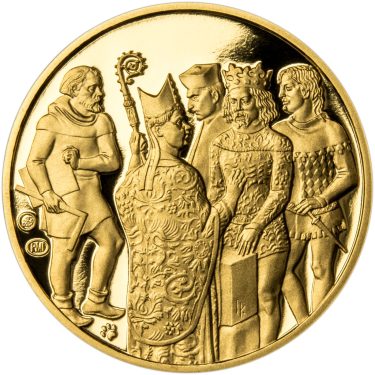 Náhled Reverzní strany - Položení zakladního kamene ke stavbě trojlodí Chrámu sv. Víta - 625. výročí zlato proof