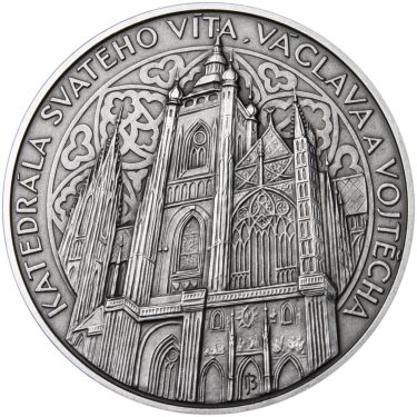 Náhled Averzní strany - Stříbrná medaile  Katedrála sv. Víta, Václava a Vojtěcha - 50 mm patina