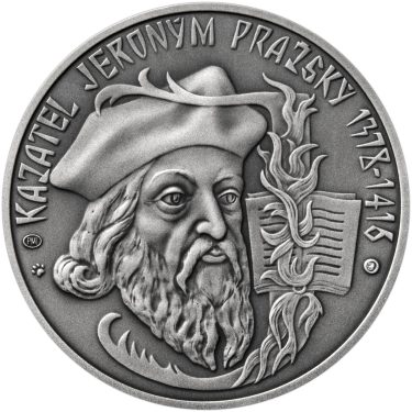 Náhled Averzní strany - Kazatel Jeroným Pražský - 600. výročí stříbro patina
