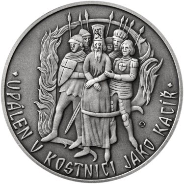 Náhled Reverzní strany - Kazatel Jeroným Pražský - 600. výročí stříbro patina