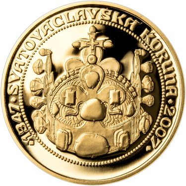 Náhled Reverzní strany - Sada zlatého dukátu a stříbrného odražku Korunovace Karla IV. - b.k.