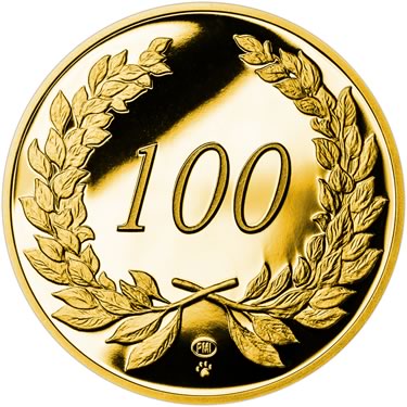 Náhled Averzní strany - Zlatý dukát k životnímu výročí 100 let Proof