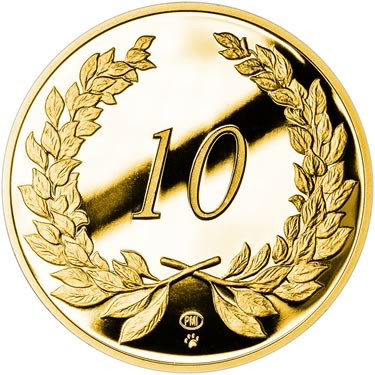 Náhled Averzní strany - Zlatý dukát k životnímu výročí 10 let Proof