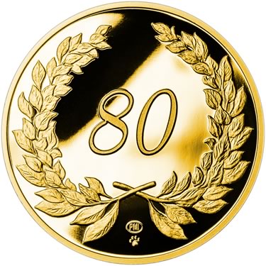 Náhled Averzní strany - Zlatý dukát k životnímu výročí 80 let Proof