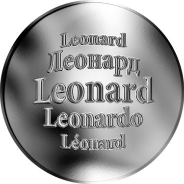 Náhled Averzní strany - Slovenská jména - Leonard - velká stříbrná medaile 1 Oz