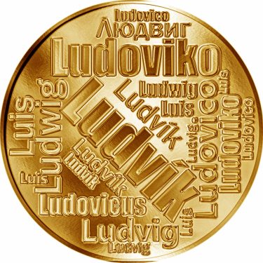 Náhled Averzní strany - Česká jména - Ludvík - velká zlatá medaile 1 Oz