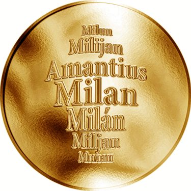 Náhled Averzní strany - Česká jména - Milan - velká zlatá medaile 1 Oz
