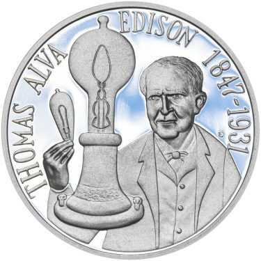 Náhled Averzní strany - Thomas Alva Edison - 135. výročí sestrojení žárovky stříbro proof