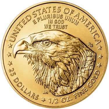 Náhled Reverzní strany - 1/2 OZ American Eagle Gold - Investiční zlatá mince
