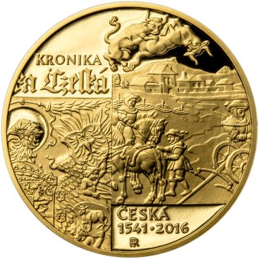 Náhled Reverzní strany - Kronika česká Václava Hájka z Libočan - 475. výročí zlato proof