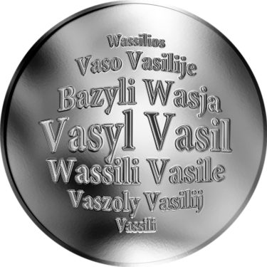 Náhled Averzní strany - Slovenská jména - Vasil - velká stříbrná medaile 1 Oz