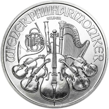 Náhled Reverzní strany - Philharmoniker 1 Oz Stříbrná investiční mince 20 ks Originální balení