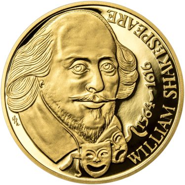 Náhled Averzní strany - William Shakespeare - 450. výročí narození zlato proof